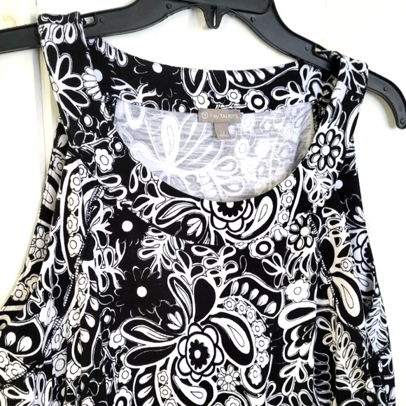T By Talbots Sleeveless Tie Cinch Waist Midi Printed Dress Size LP - Picture 2 of 10
